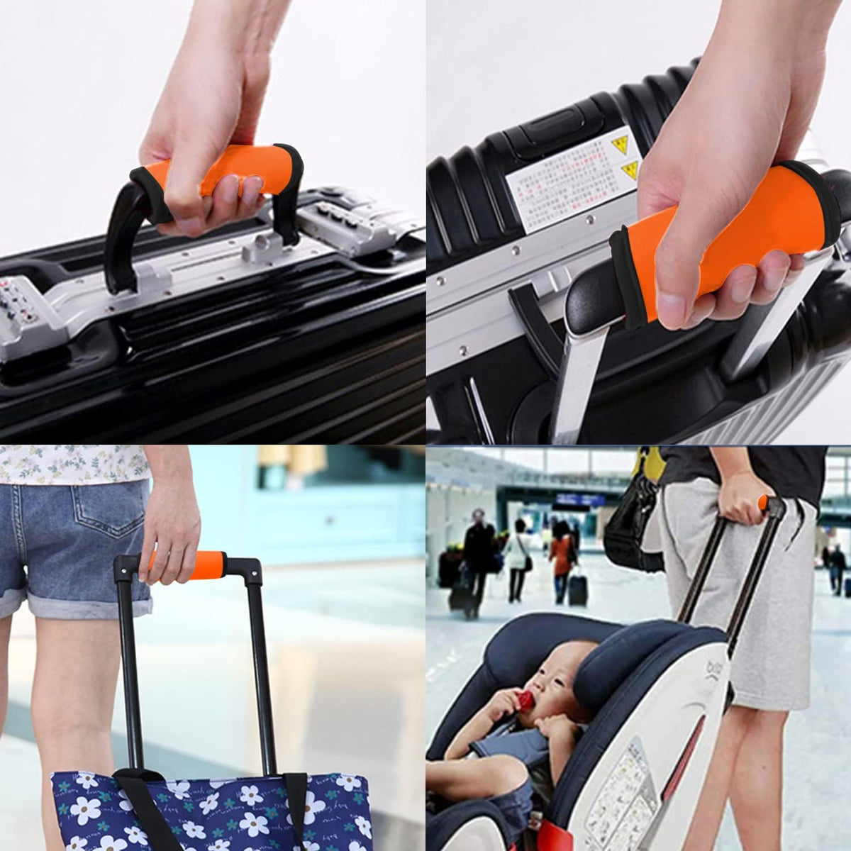 2 Pack Luggage Handle Wraps for Luggage Suitcase Travel Bags (Black)