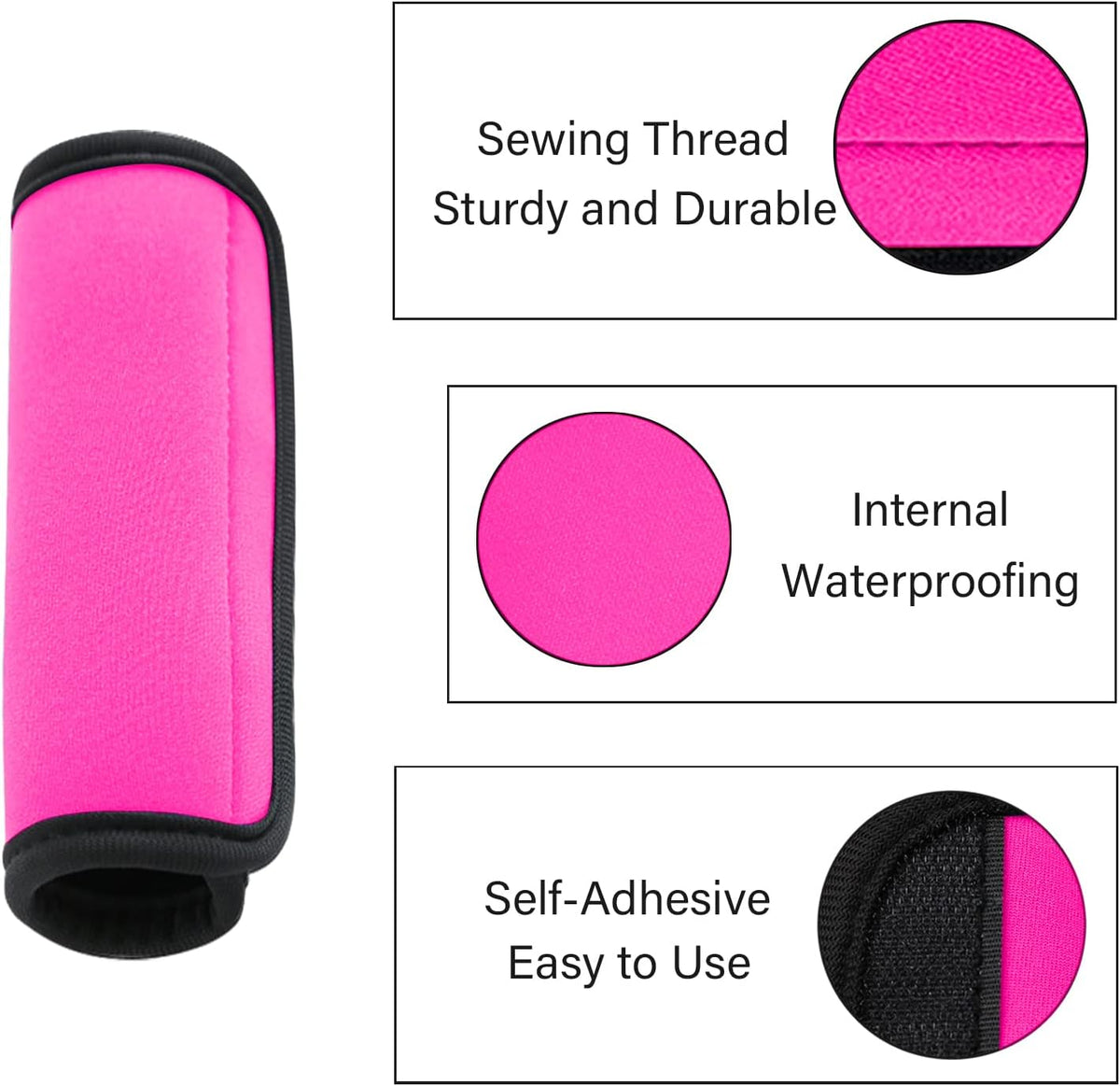 2 Pack Luggage Handle Wraps for Luggage Suitcase Travel Bags (Black)