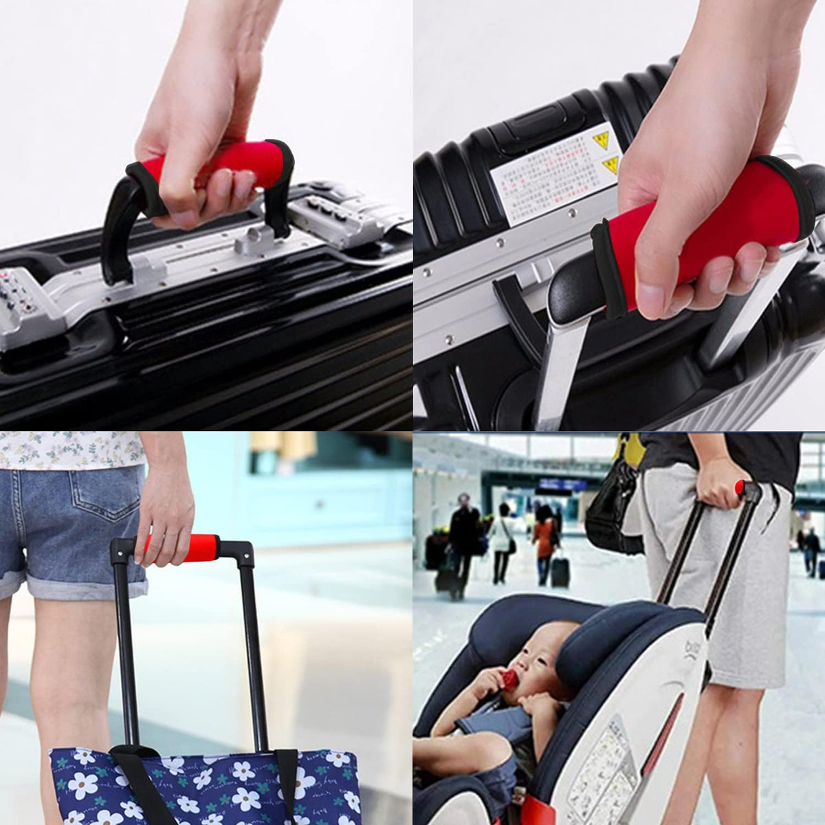 2 Pack Luggage Handle Wraps for Luggage Suitcase Travel Bags (Black)