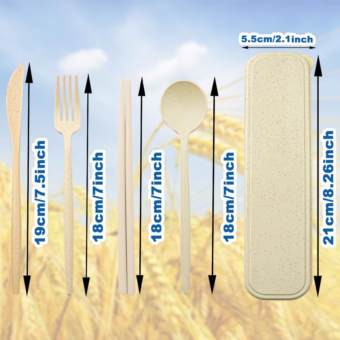 4 Sets Reusable Travel Utensils Set with Case,Camping Cutlery Set Reusable Cutlery Set with Case,Utensil Sets for Lunch Picnic Daily Use Outdoor
