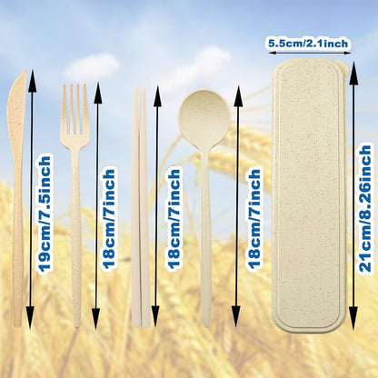 4 Sets Reusable Travel Utensils Set with Case,Camping Cutlery Set Reusable Cutlery Set with Case,Utensil Sets for Lunch Picnic Daily Use Outdoor