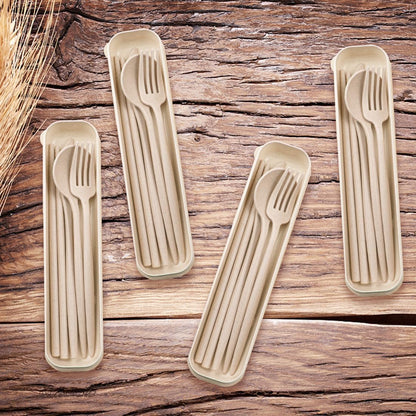 4 Sets Reusable Travel Utensils Set with Case,Camping Cutlery Set Reusable Cutlery Set with Case,Utensil Sets for Lunch Picnic Daily Use Outdoor