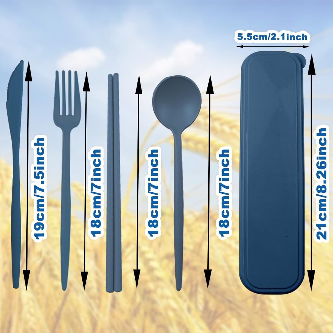 4 Sets Reusable Travel Utensils Set with Case,Camping Cutlery Set Reusable Cutlery Set with Case,Utensil Sets for Lunch Picnic Daily Use Outdoor