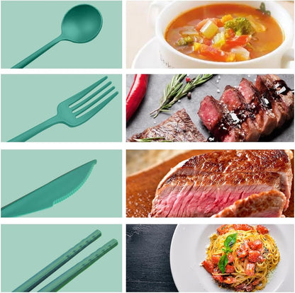 4 Sets Reusable Travel Utensils Set with Case,Camping Cutlery Set Reusable Cutlery Set with Case,Utensil Sets for Lunch Picnic Daily Use Outdoor