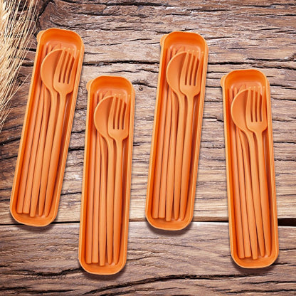 4 Sets Reusable Travel Utensils Set with Case,Camping Cutlery Set Reusable Cutlery Set with Case,Utensil Sets for Lunch Picnic Daily Use Outdoor