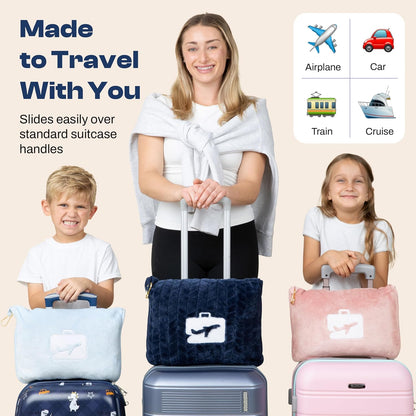 Travel Blanket and Pillow - Ultra-Soft, Compact & Lightweight, 65x40 Inches, with Carry Case, Luggage Sleeve & Backpack Clip for Airplane Comfort (Black)
