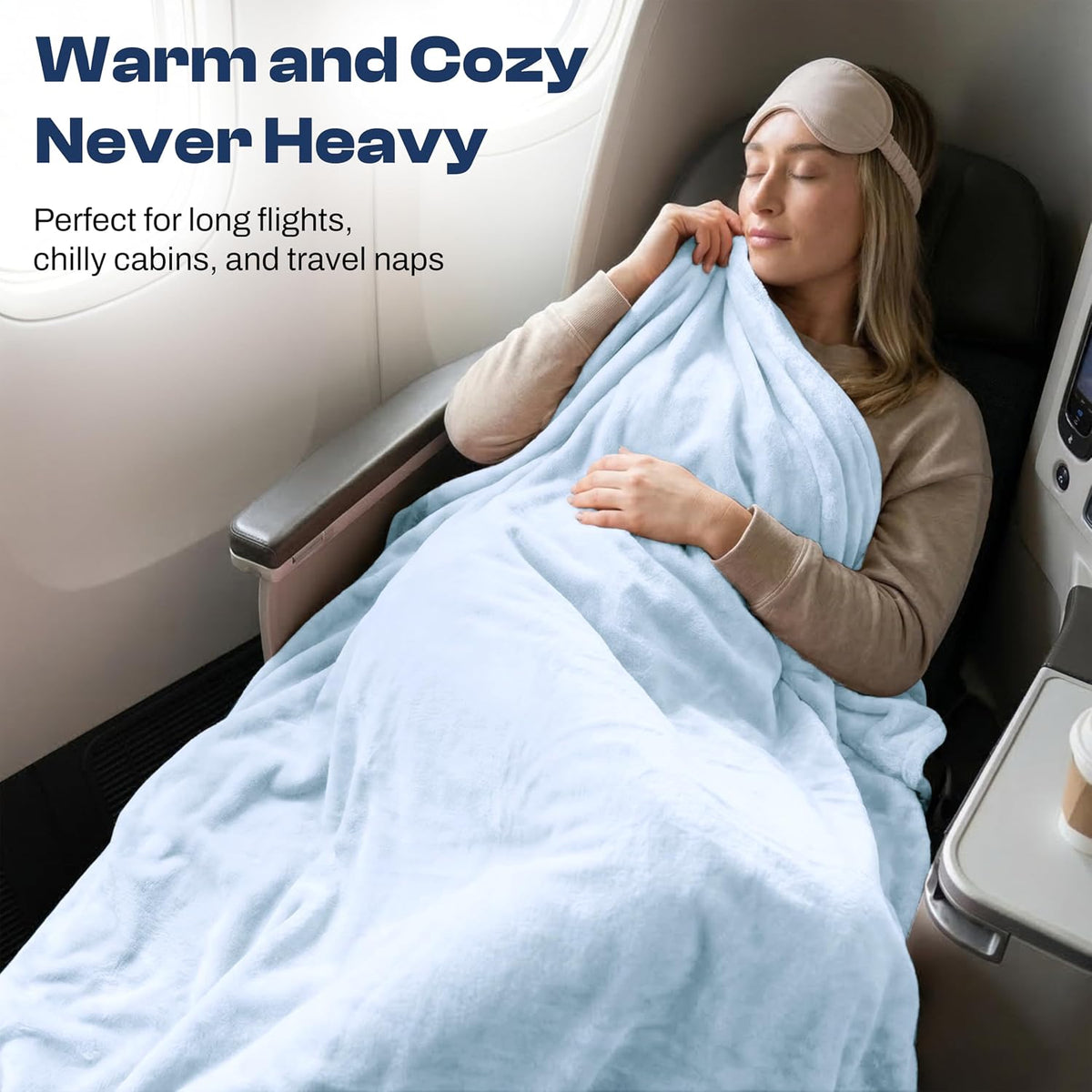 Travel Blanket and Pillow - Ultra-Soft, Compact & Lightweight, 65x40 Inches, with Carry Case, Luggage Sleeve & Backpack Clip for Airplane Comfort (Black)