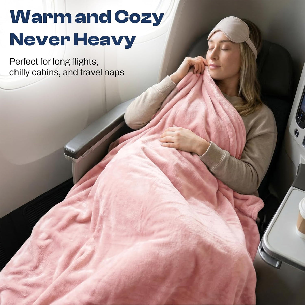 Travel Blanket and Pillow - Ultra-Soft, Compact & Lightweight, 65x40 Inches, with Carry Case, Luggage Sleeve & Backpack Clip for Airplane Comfort (Black)
