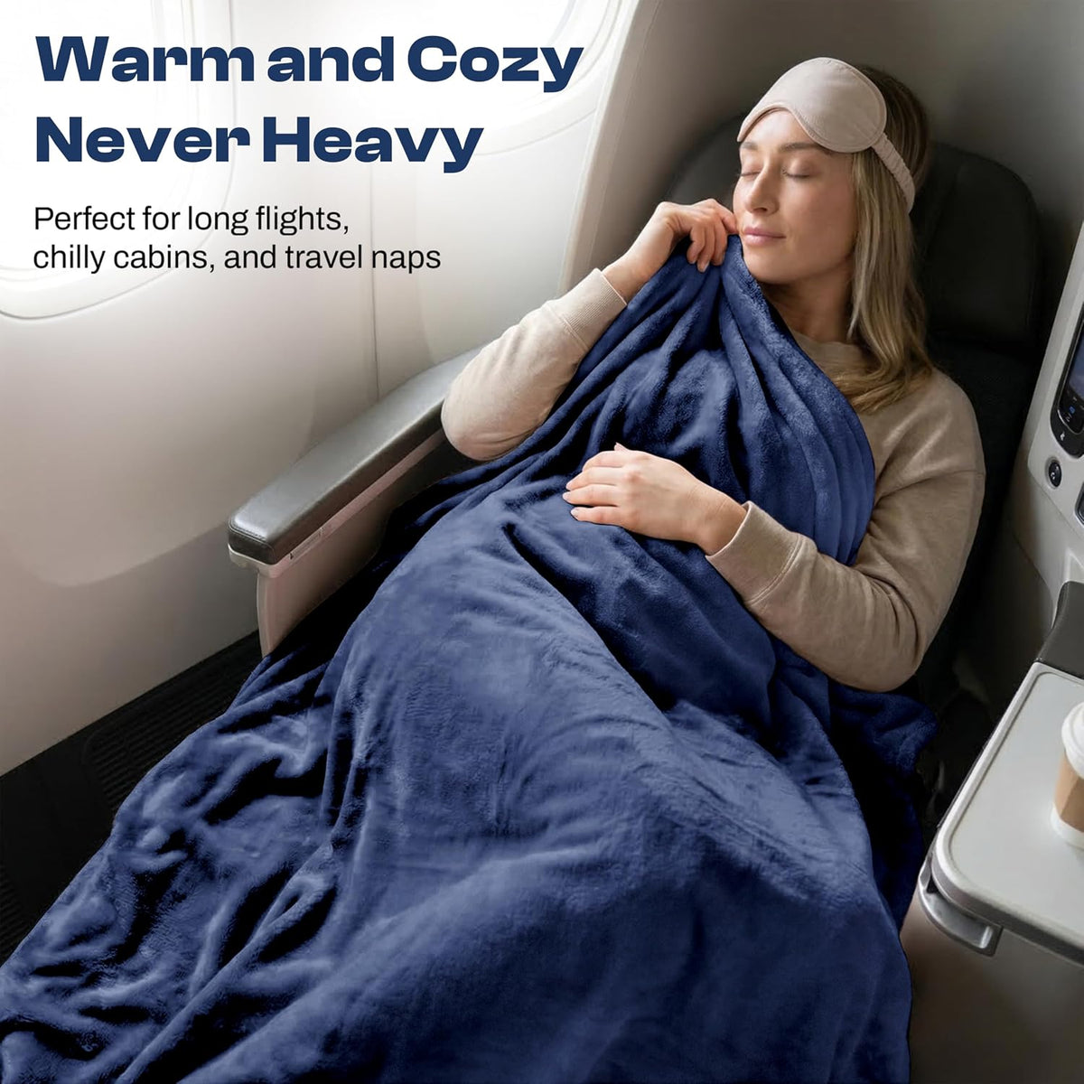 Travel Blanket and Pillow - Ultra-Soft, Compact & Lightweight, 65x40 Inches, with Carry Case, Luggage Sleeve & Backpack Clip for Airplane Comfort (Black)