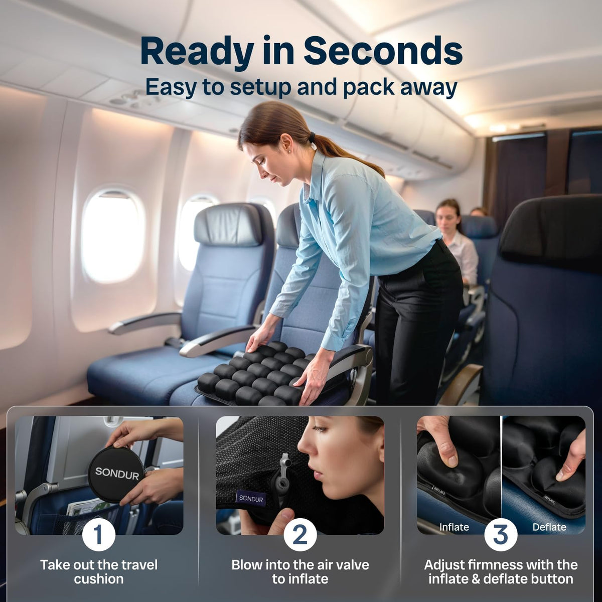 Travel Cushion for Long Flights – Inflatable Airplane Seat Cushion