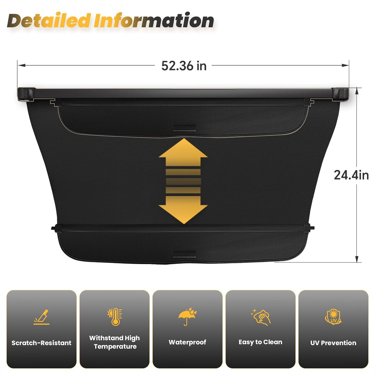 Cargo Cover for Honda CRV 2023-2025 2026, Retractable Trunk Cover