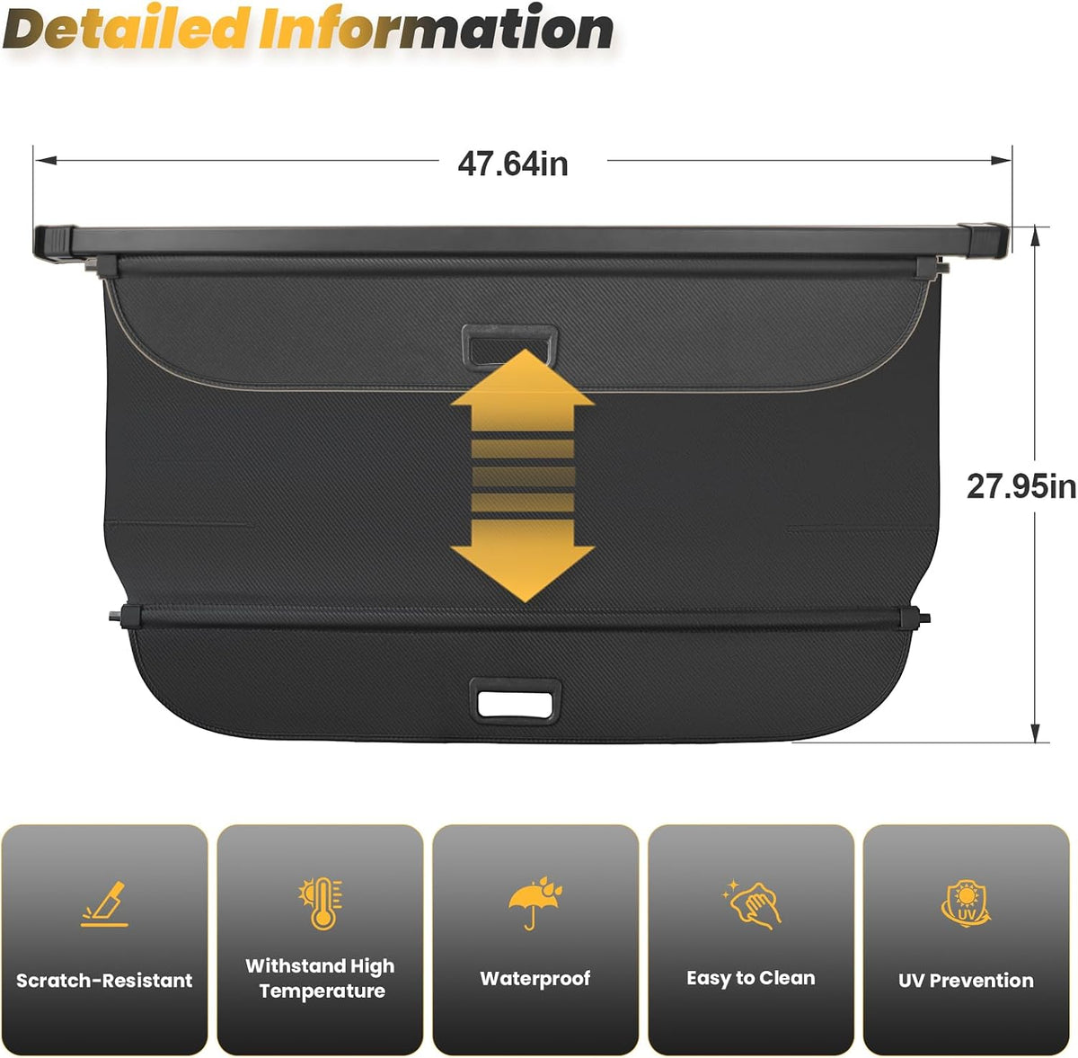 Cargo Cover for Honda CRV 2023-2025 2026, Retractable Trunk Cover