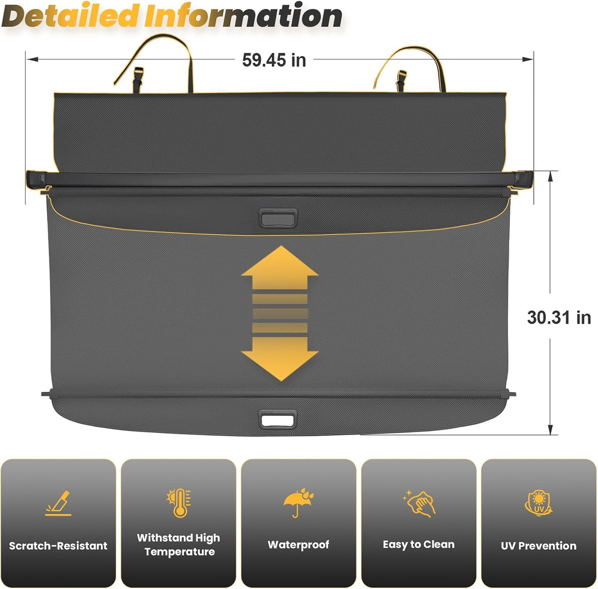 Cargo Cover for Honda CRV 2023-2025 2026, Retractable Trunk Cover