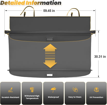 Cargo Cover for Honda CRV 2023-2025 2026, Retractable Trunk Cover