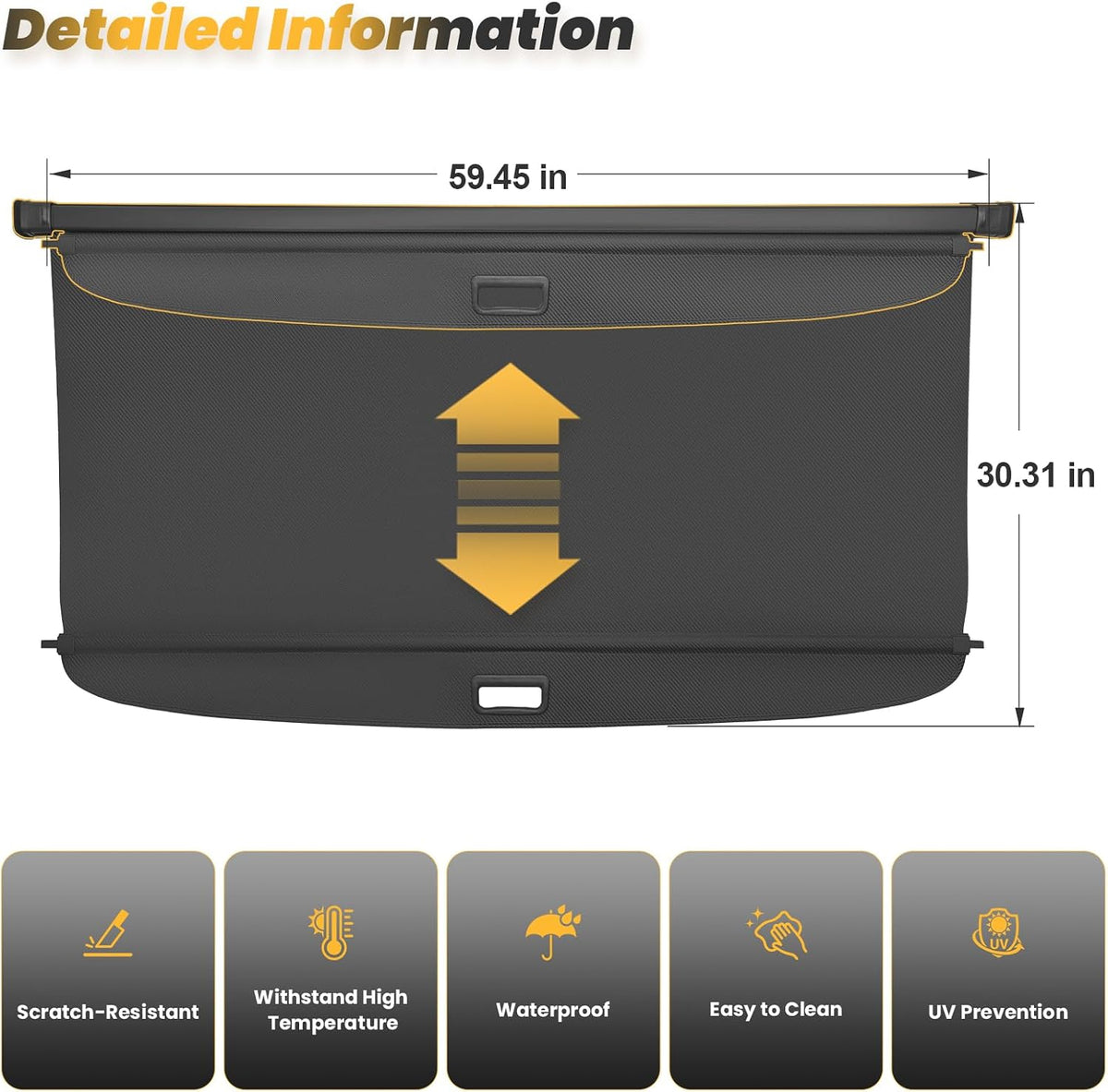 Cargo Cover for Honda CRV 2023-2025 2026, Retractable Trunk Cover