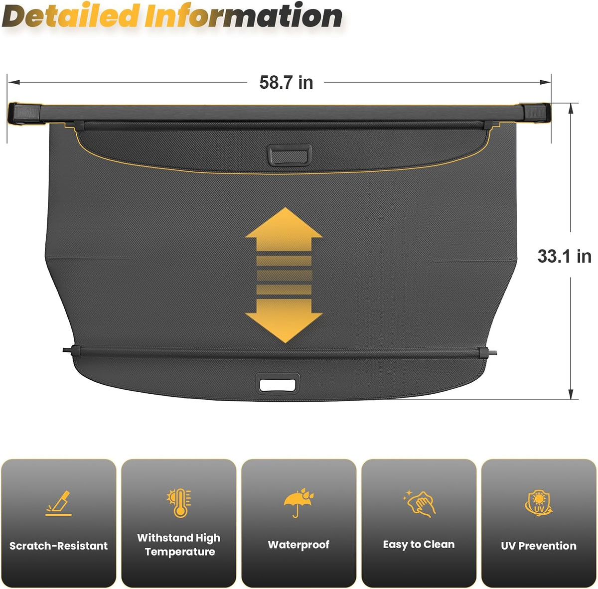 Cargo Cover for Honda CRV 2023-2025 2026, Retractable Trunk Cover