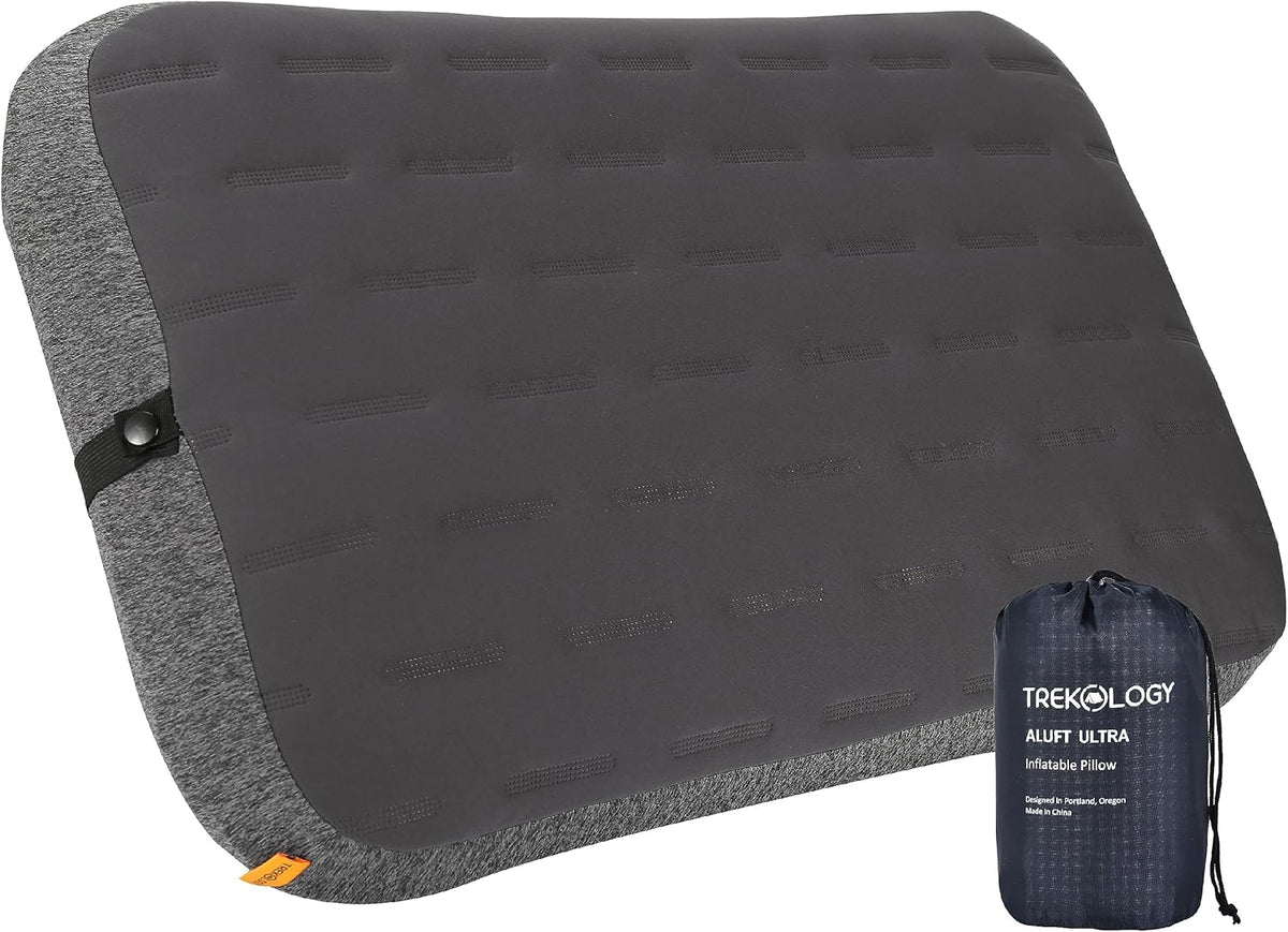 Aluft Ultra Inflatable Camping Travel Pillow, Large 24x15in, Gray