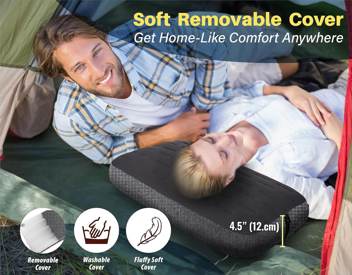 Aluft Ultra Inflatable Camping Travel Pillow, Large 24x15in, Gray