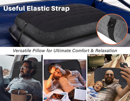 Aluft Ultra Inflatable Camping Travel Pillow, Large 24x15in, Gray