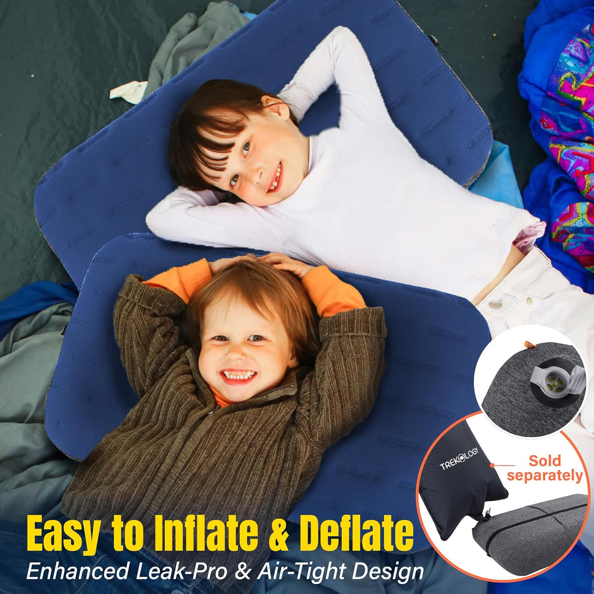 Aluft Ultra Inflatable Camping Travel Pillow, Large 24x15in, Gray