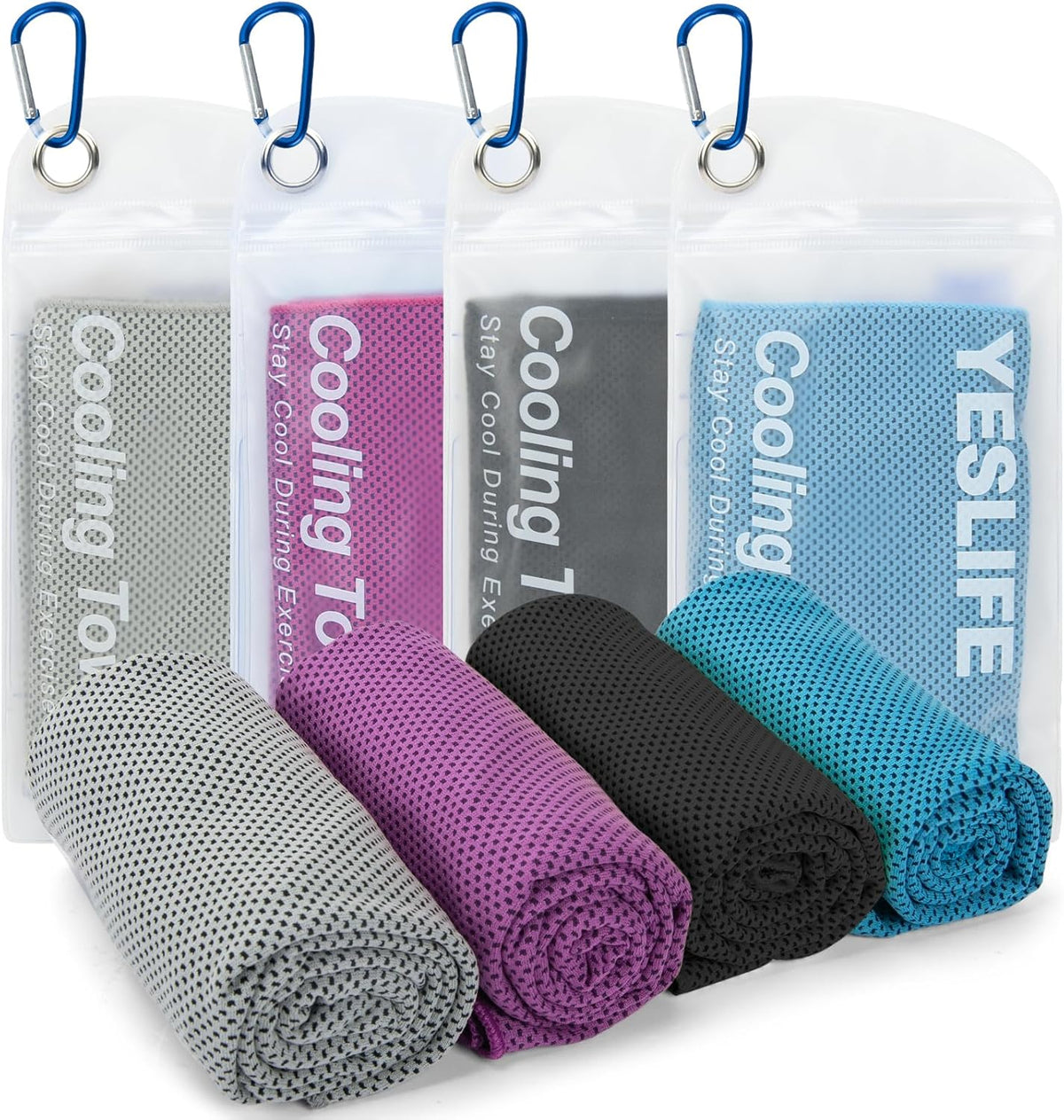 4-Pack Cooling Towels (40"x 12"), Cooling Neck Wraps, Ice Towel