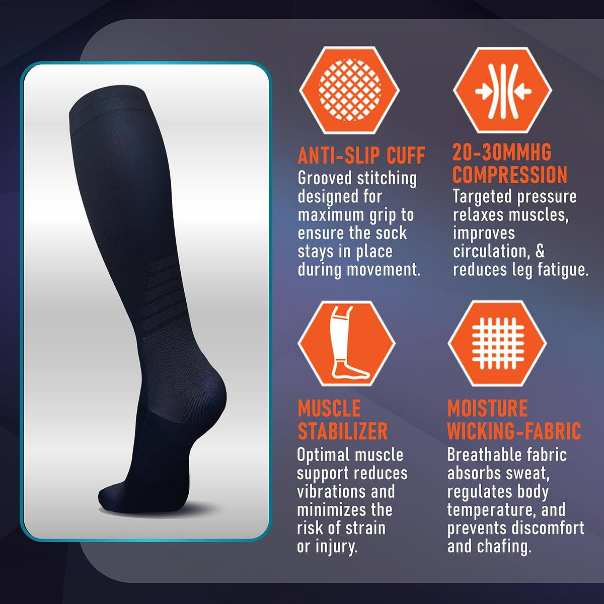 Compression Socks for Women & Men 20-30 mmHg – Circulation Support for Nurses, Travel, Flight, Running & Everyday Wear
