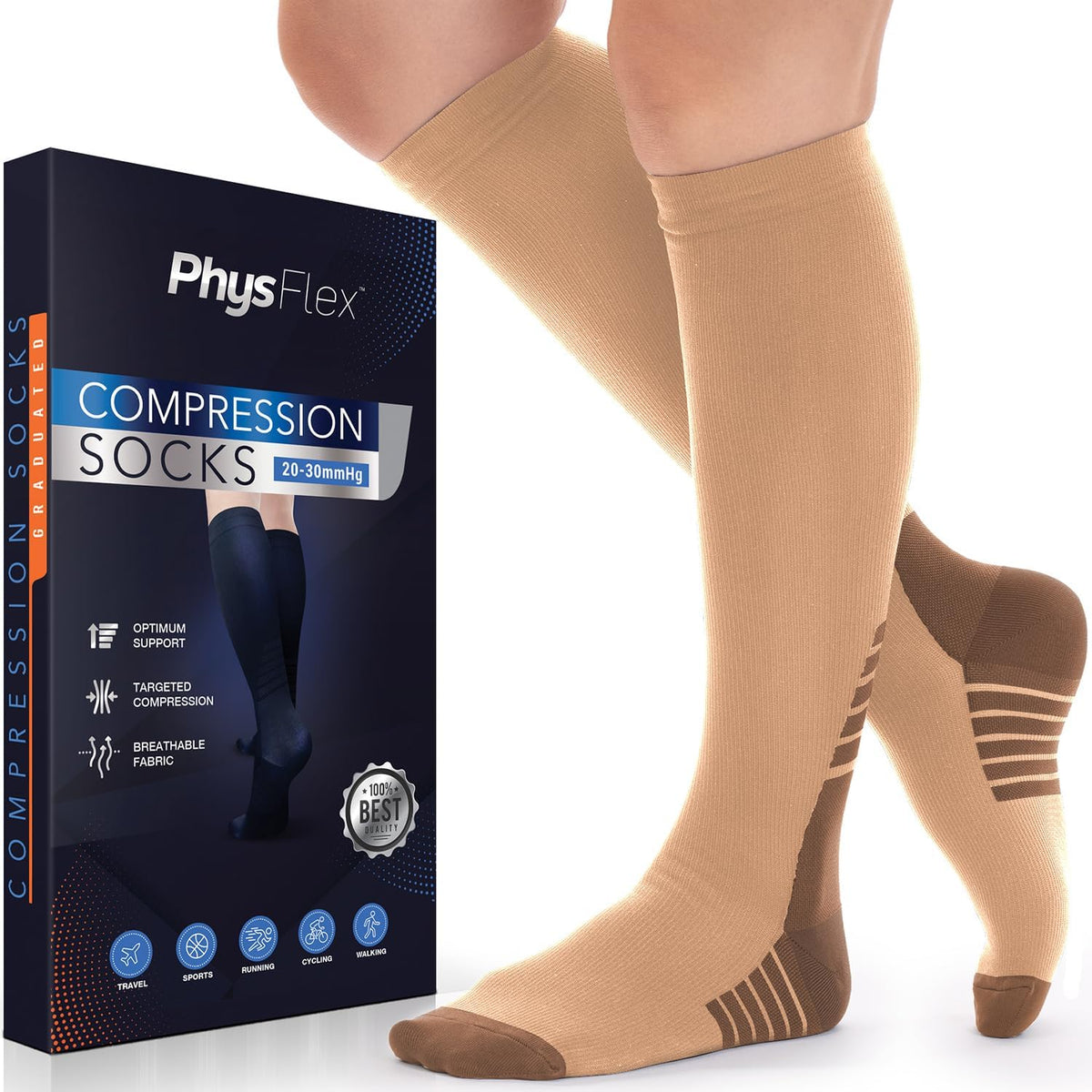 Compression Socks for Women & Men 20-30 mmHg – Circulation Support for Nurses, Travel, Flight, Running & Everyday Wear
