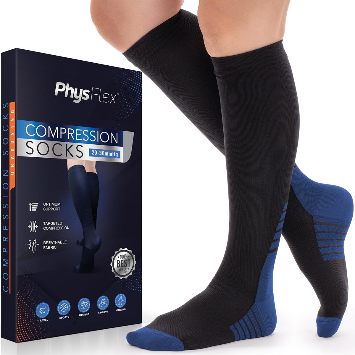 Compression Socks for Women & Men 20-30 mmHg – Circulation Support for Nurses, Travel, Flight, Running & Everyday Wear