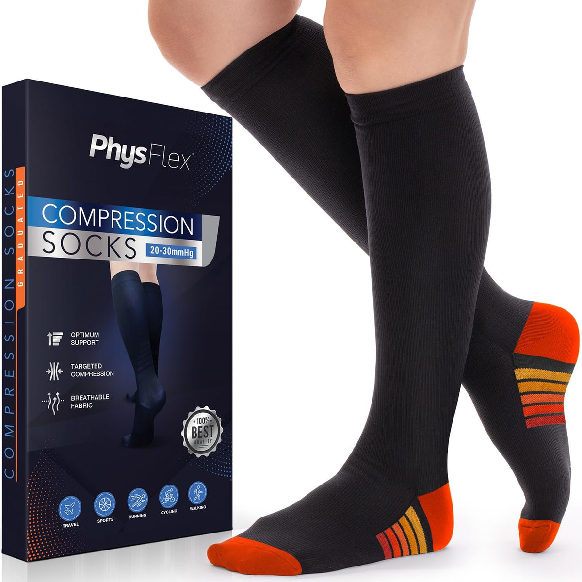 Compression Socks for Women & Men 20-30 mmHg – Circulation Support for Nurses, Travel, Flight, Running & Everyday Wear