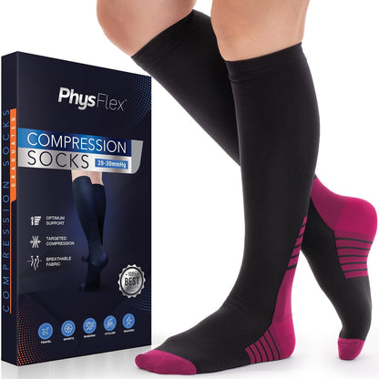 Compression Socks for Women & Men 20-30 mmHg – Circulation Support for Nurses, Travel, Flight, Running & Everyday Wear