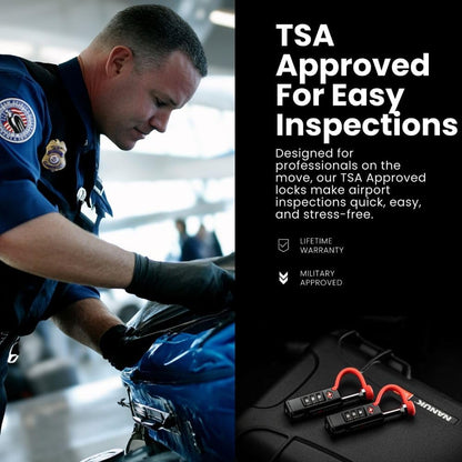 TSA Approved Locks 2-Pack – Durable, Secure Travel Case Lock with Cut-Resistant Steel Shackle & Rustproof (Black)