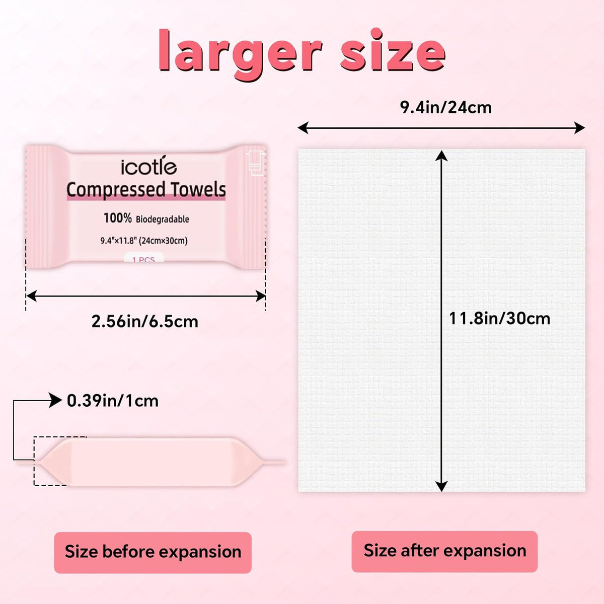 50 Pcs Compressed Towels Disposable Cotton Coin Tissue Pack, Portable Face Cloths, Soft Thick Expandable Wash Towels for Travel, Home, Camping, Outdoor, Gym, Makeup Removal