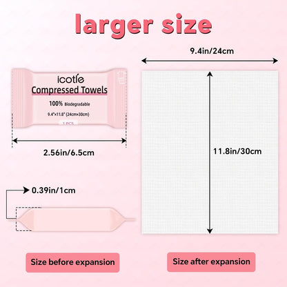 50 Pcs Compressed Towels Disposable Cotton Coin Tissue Pack, Portable Face Cloths, Soft Thick Expandable Wash Towels for Travel, Home, Camping, Outdoor, Gym, Makeup Removal