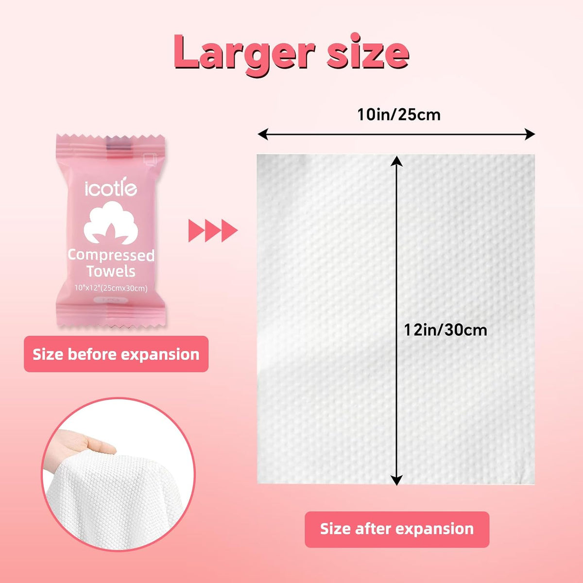 50 Pcs Compressed Towels Disposable Cotton Coin Tissue Pack, Portable Face Cloths, Soft Thick Expandable Wash Towels for Travel, Home, Camping, Outdoor, Gym, Makeup Removal