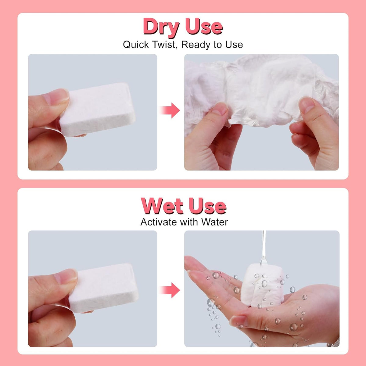 50 Pcs Compressed Towels Disposable Cotton Coin Tissue Pack, Portable Face Cloths, Soft Thick Expandable Wash Towels for Travel, Home, Camping, Outdoor, Gym, Makeup Removal