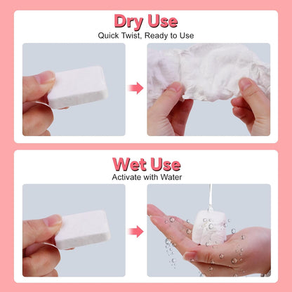 50 Pcs Compressed Towels Disposable Cotton Coin Tissue Pack, Portable Face Cloths, Soft Thick Expandable Wash Towels for Travel, Home, Camping, Outdoor, Gym, Makeup Removal
