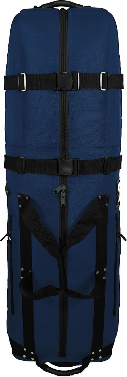 First Class Military Grade Ballistic Nylon Travel Cover with EVA Dense Foam Top Padding 2 Year Full Replacement Coverage Self Standing Base XL Wheels Case for Transporting Clubs on Airlines
