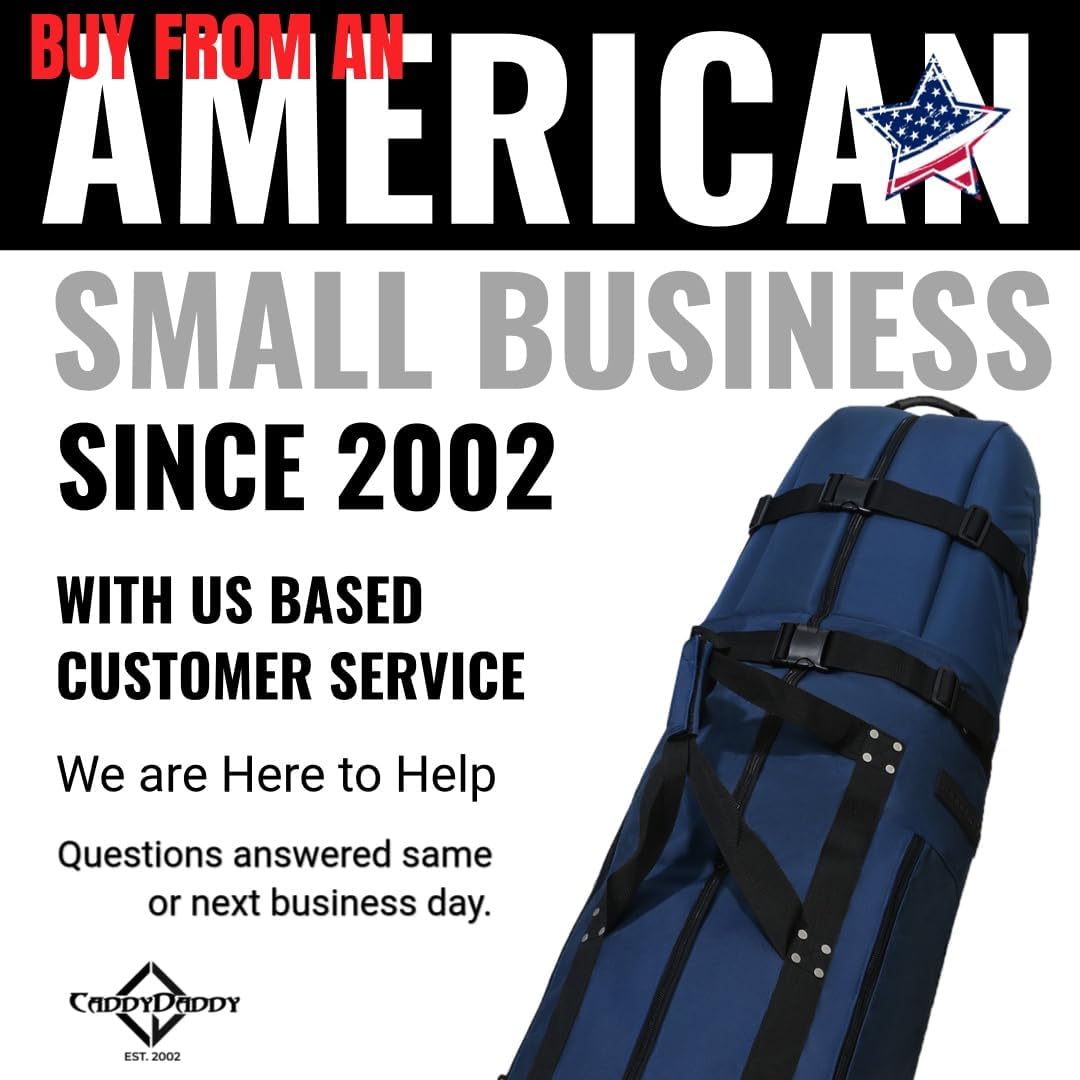 First Class Military Grade Ballistic Nylon Travel Cover with EVA Dense Foam Top Padding 2 Year Full Replacement Coverage Self Standing Base XL Wheels Case for Transporting Clubs on Airlines