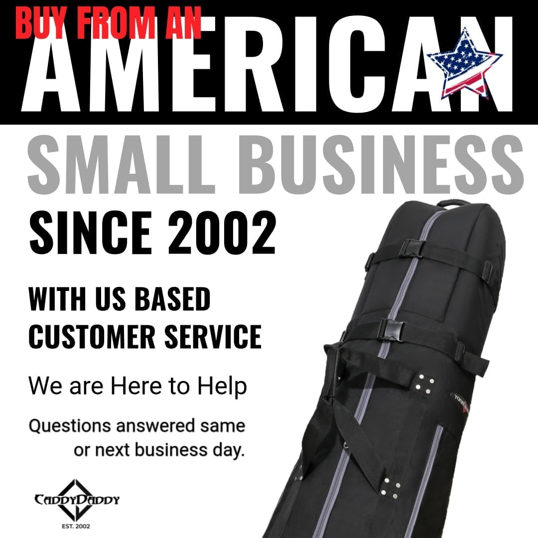 First Class Military Grade Ballistic Nylon Travel Cover with EVA Dense Foam Top Padding 2 Year Full Replacement Coverage Self Standing Base XL Wheels Case for Transporting Clubs on Airlines