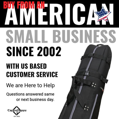 First Class Military Grade Ballistic Nylon Travel Cover with EVA Dense Foam Top Padding 2 Year Full Replacement Coverage Self Standing Base XL Wheels Case for Transporting Clubs on Airlines
