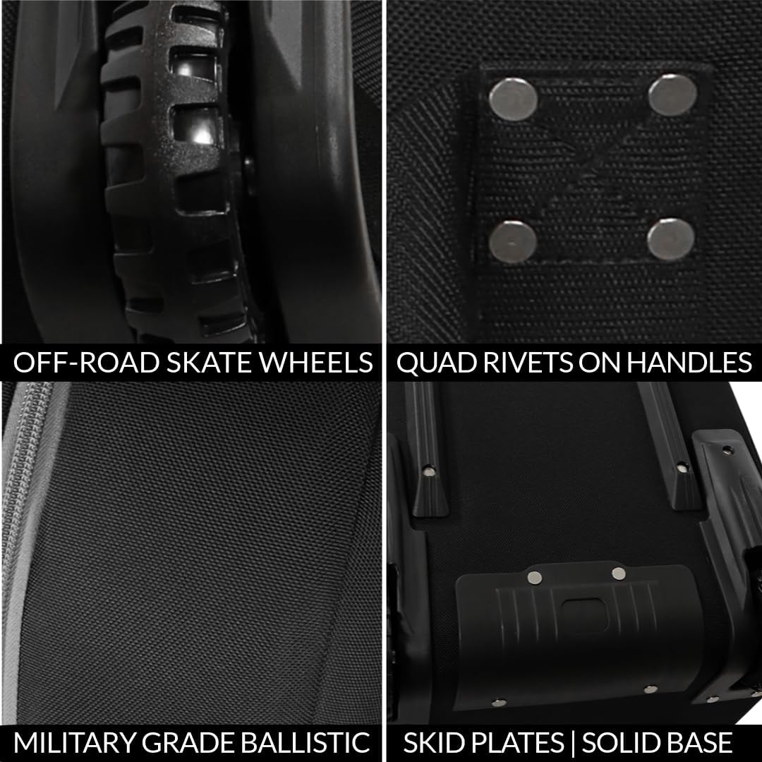 First Class Military Grade Ballistic Nylon Travel Cover with EVA Dense Foam Top Padding 2 Year Full Replacement Coverage Self Standing Base XL Wheels Case for Transporting Clubs on Airlines