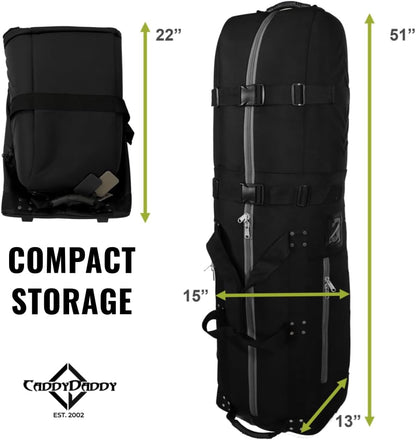 First Class Military Grade Ballistic Nylon Travel Cover with EVA Dense Foam Top Padding 2 Year Full Replacement Coverage Self Standing Base XL Wheels Case for Transporting Clubs on Airlines