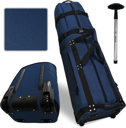 First Class Military Grade Ballistic Nylon Travel Cover with EVA Dense Foam Top Padding 2 Year Full Replacement Coverage Self Standing Base XL Wheels Case for Transporting Clubs on Airlines