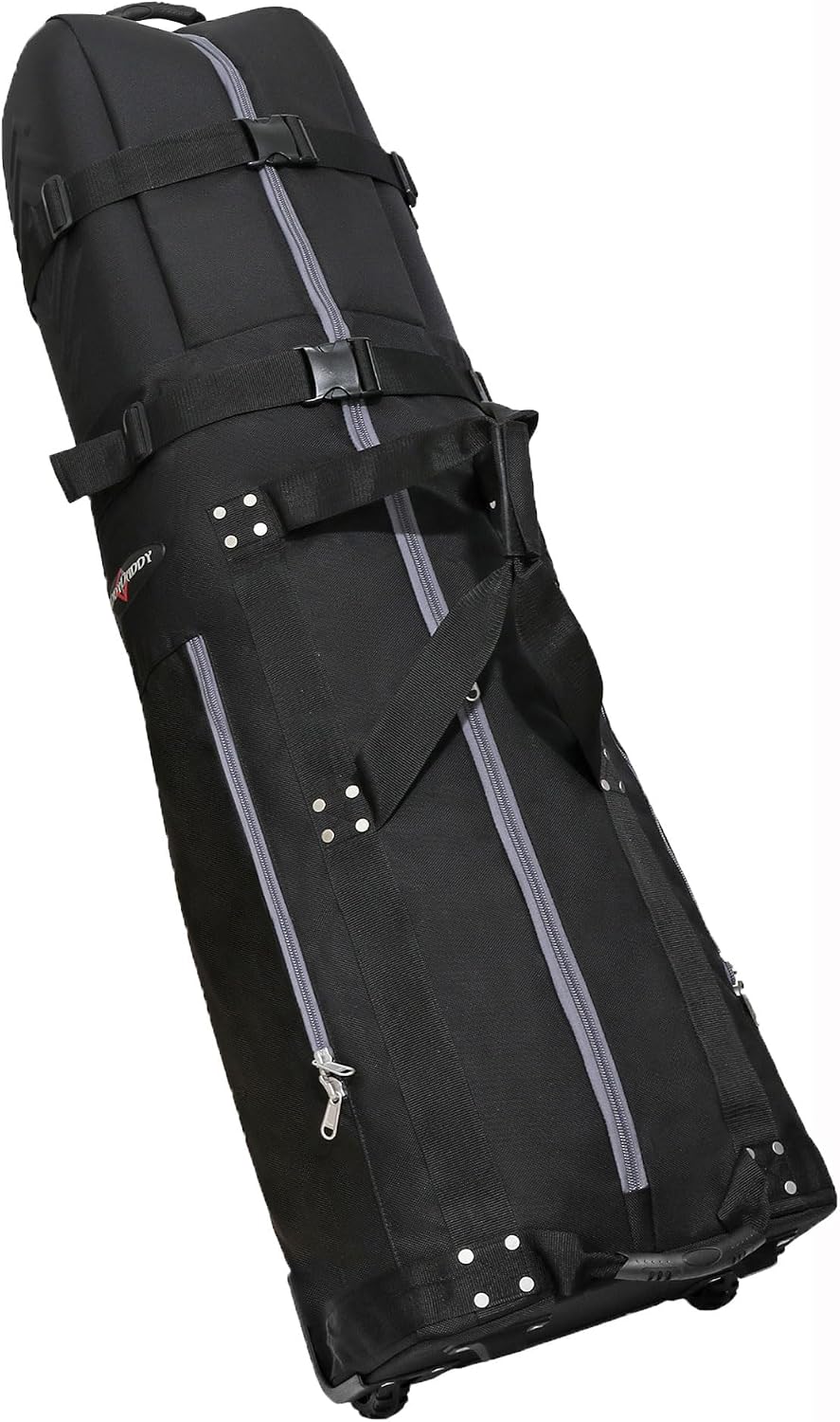 First Class Military Grade Ballistic Nylon Travel Cover with EVA Dense Foam Top Padding 2 Year Full Replacement Coverage Self Standing Base XL Wheels Case for Transporting Clubs on Airlines