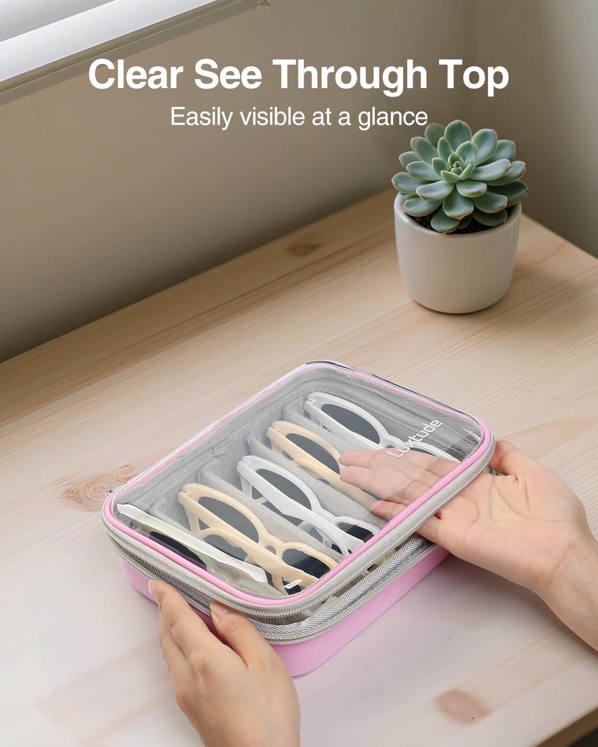 Travel Sunglasses Organizer Case, Clear Sunglasses Travel Case