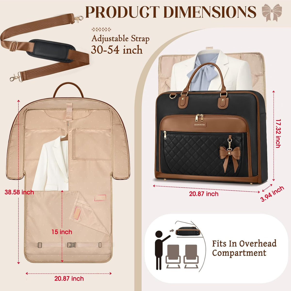 Garment Bag for Travel, Large Womens Carry on Suit Bag for Dress