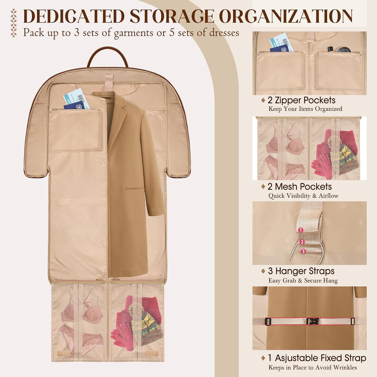 Garment Bag for Travel, Large Womens Carry on Suit Bag for Dress