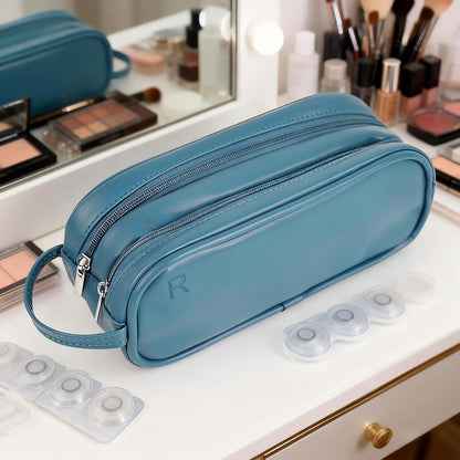 Daily Contact Lens Organizer case,Portable Storage Case for Disposable Daily Contact Lenses, Travel Storage Case with Clearly Labeled R & L, Storage up to 60 lenses (Blue)