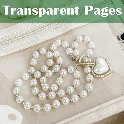 Travel Jewelry Organizer Case,Jewelry Bags Jewelry Storage Book Binder with Clear Zipper Velvet Pouch for Traveling,Earrings, Rings, Necklace, Bracelet