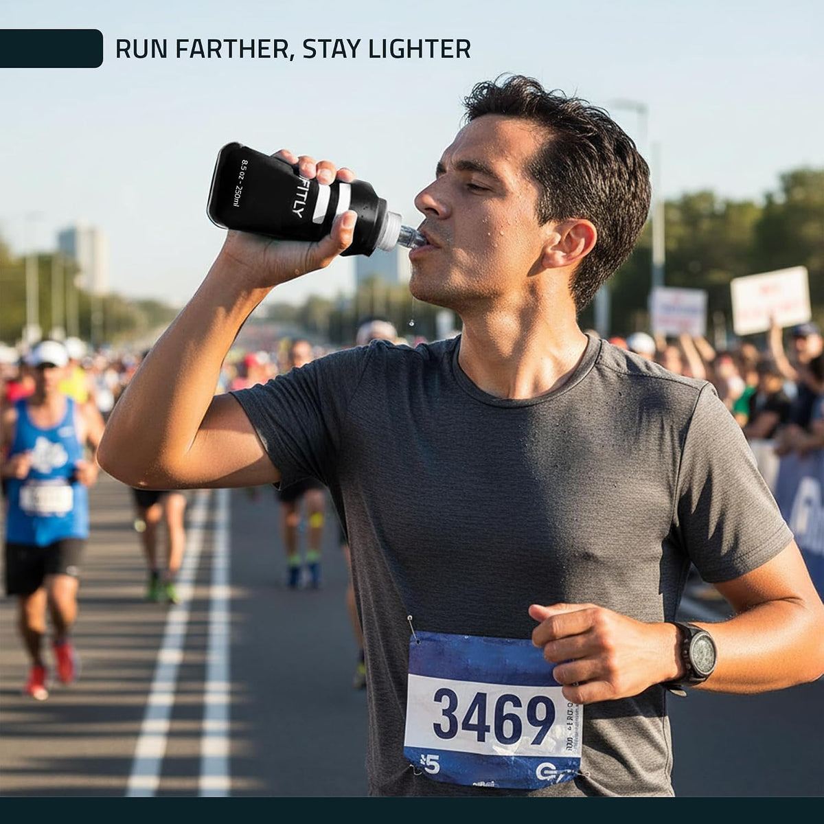 Soft Flask - Shrink As You Drink Soft Water Bottle for Hydration Pack - Folding Water Bottle Ideal for Running, Hiking, Cycling, Climbing & Rigorous Activity